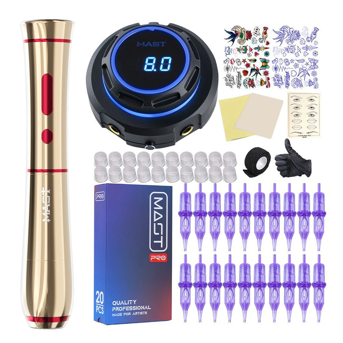 Mast P40 Rotary Tattoo Machine Pen Wireless Advanced Bundle - Dragonhawktattoos