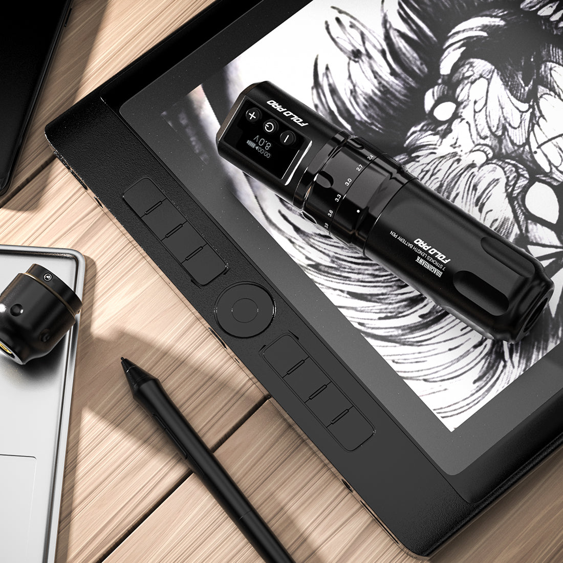 Dragonhawk Wireless Tattoo Pen Machine with 2 Batteries