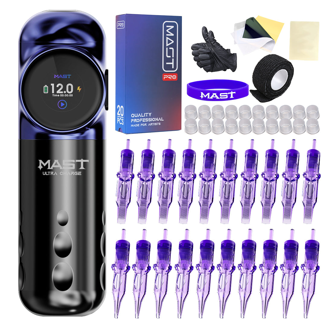 Mast Archer S Ultra Fast Charging Wireless Tattoo Kit With 20PCS Cartr