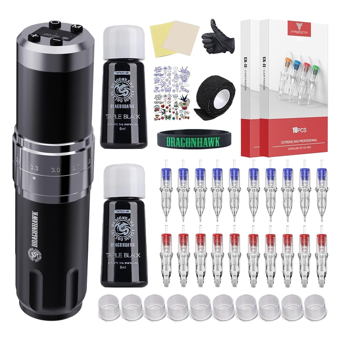 Dragonhawk Wireless Tattoo Pen Machine Kit - Dragonhawktattoos