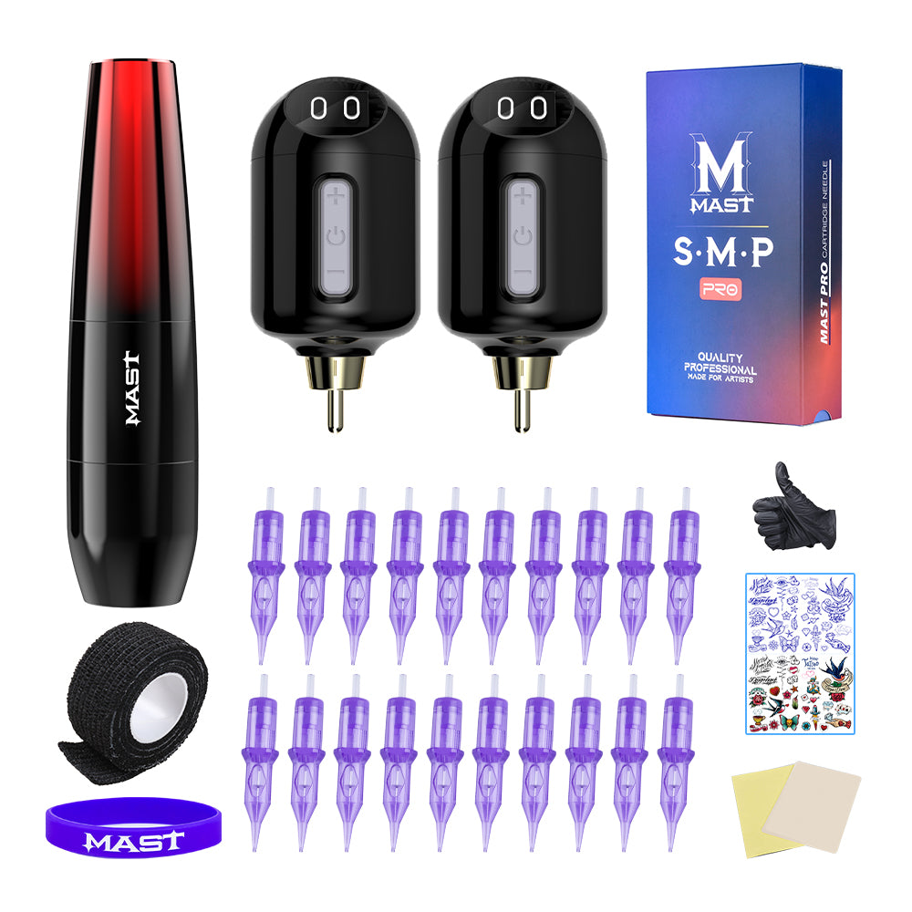 Mast P15 Wireless Tattoo Pen Machine Kit med Mastlabs Airbot