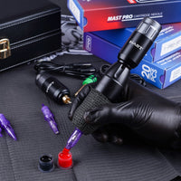 Mast Tour Pro Coreless Motor Permanent Tattoo Rotary Pen Wireless Machine Kit with Two Batteries Mast Pro Needles Cartridge Set - Dragonhawktattoos