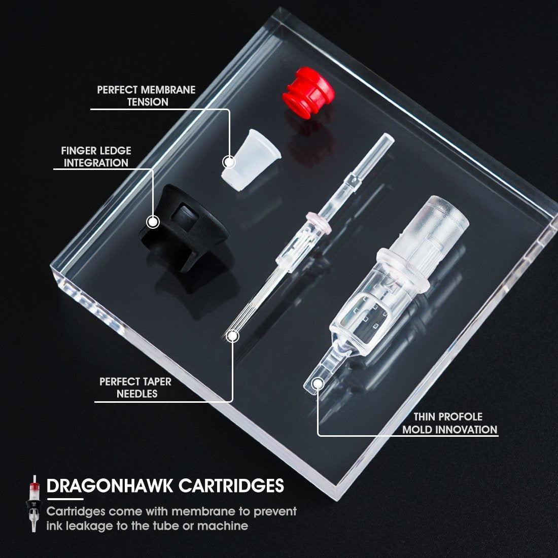 Dragonhawk Tattoo Finger Ledge Cartridges Needles 0.35mm Round Shader - Dragonhawktattoos