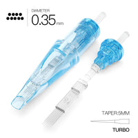 Cartuccia tatuaggio WJX Ago #12 diametro 0,35 mm 5 mm conico (RM-T) Turbo Box di 20