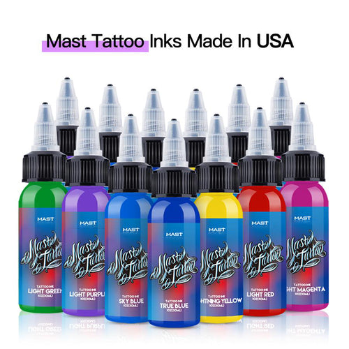 Mast Tattoo Ink Light Red Blue Green Purple Yellow - Dragonhawktattoos